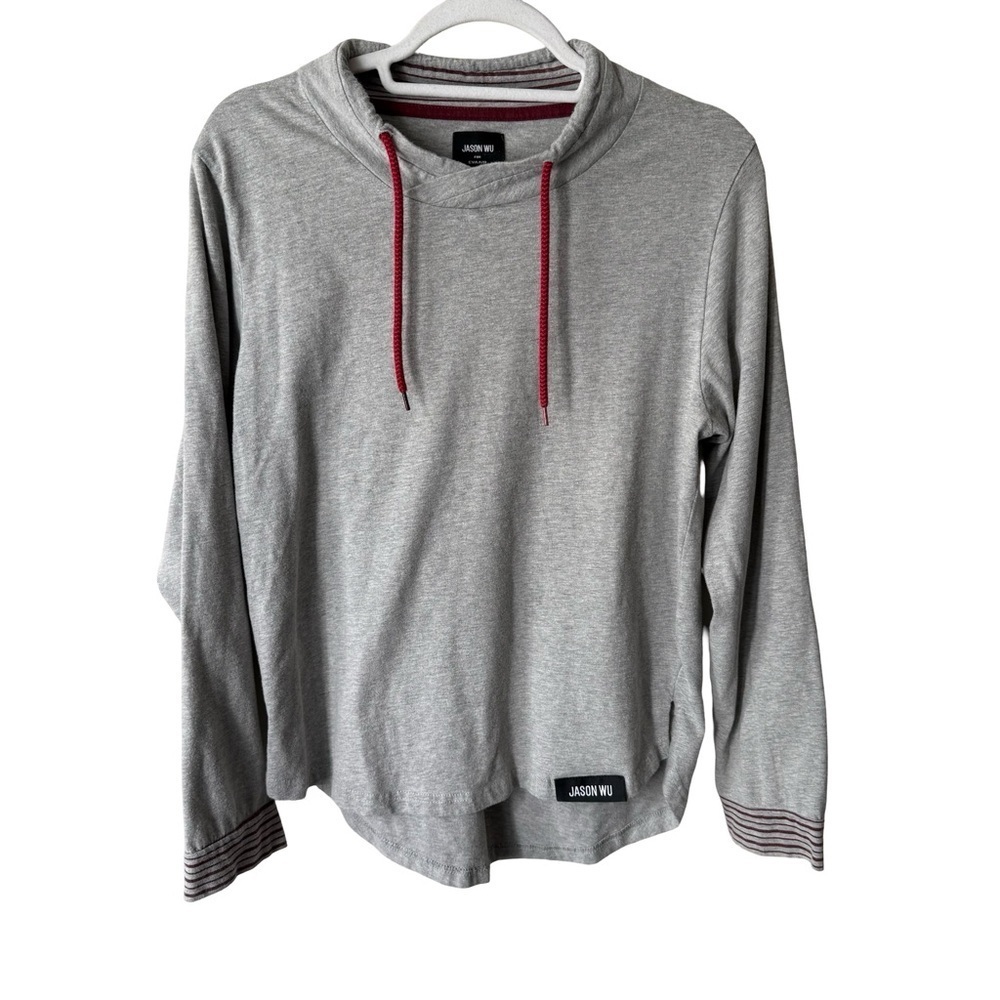 Jason Wu for EVA Air Gray Long Sleeve Tee Hoodie with Red Accents Size M Unisex